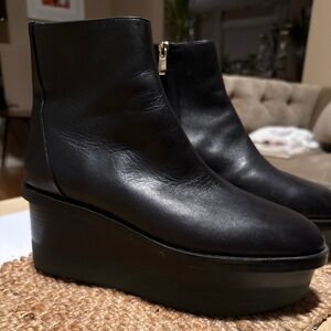 Leather Platform ankle boots